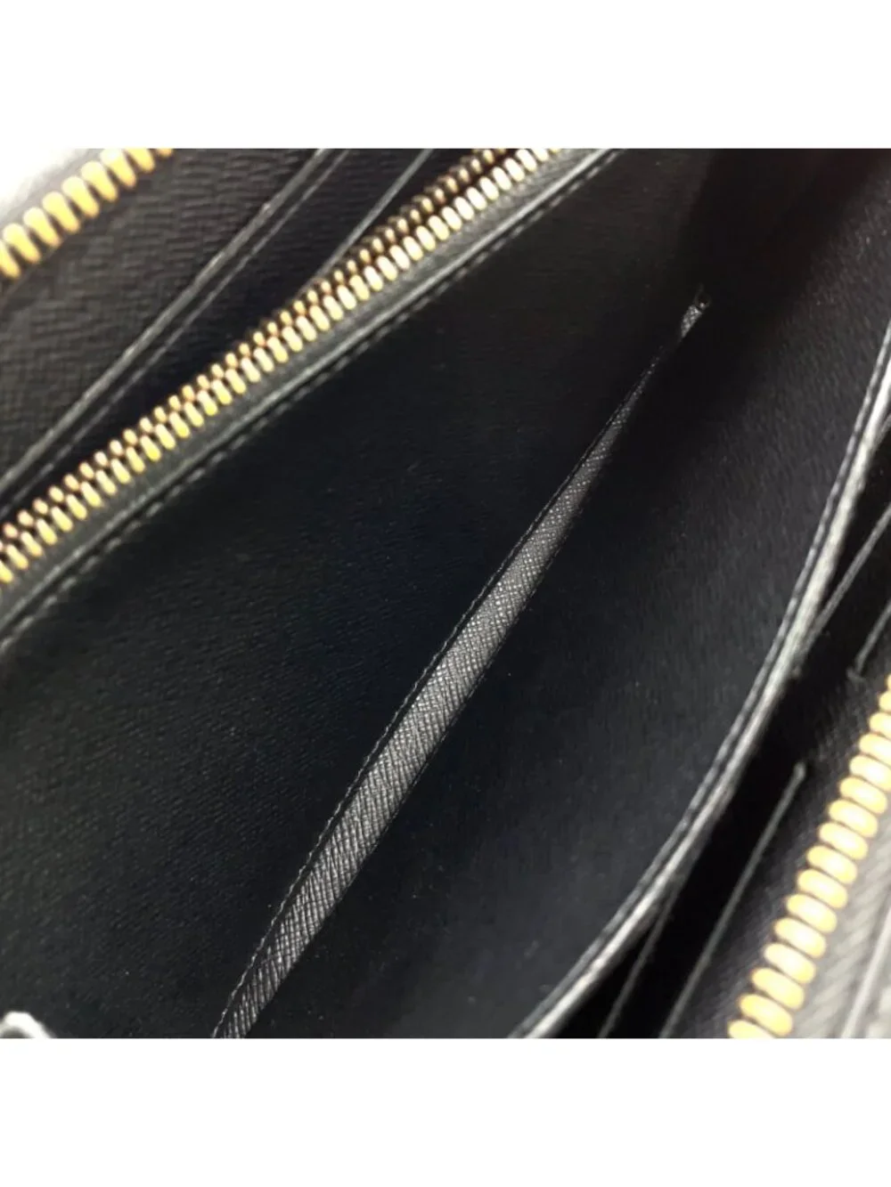 Louis Vuitton Zippy XL Monogram Eclipse Leather Black Round Wallet Gold
